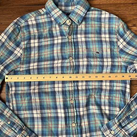 Vineyard Vines Blue Plaid Slim Fit Button Down Casual Shirt Small Western Preppy - Picture 4 of 6